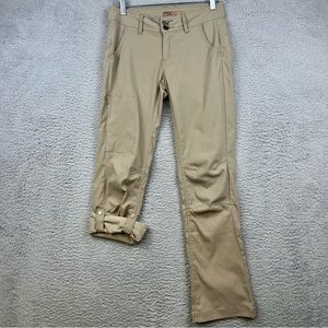 Prana Halle Pants Womens 0 Short Beige Hem Roll Up Hiking Outdoor Lightweight